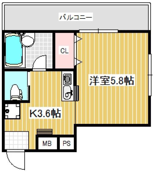 ヴェルデ(1K/3階)の間取り写真