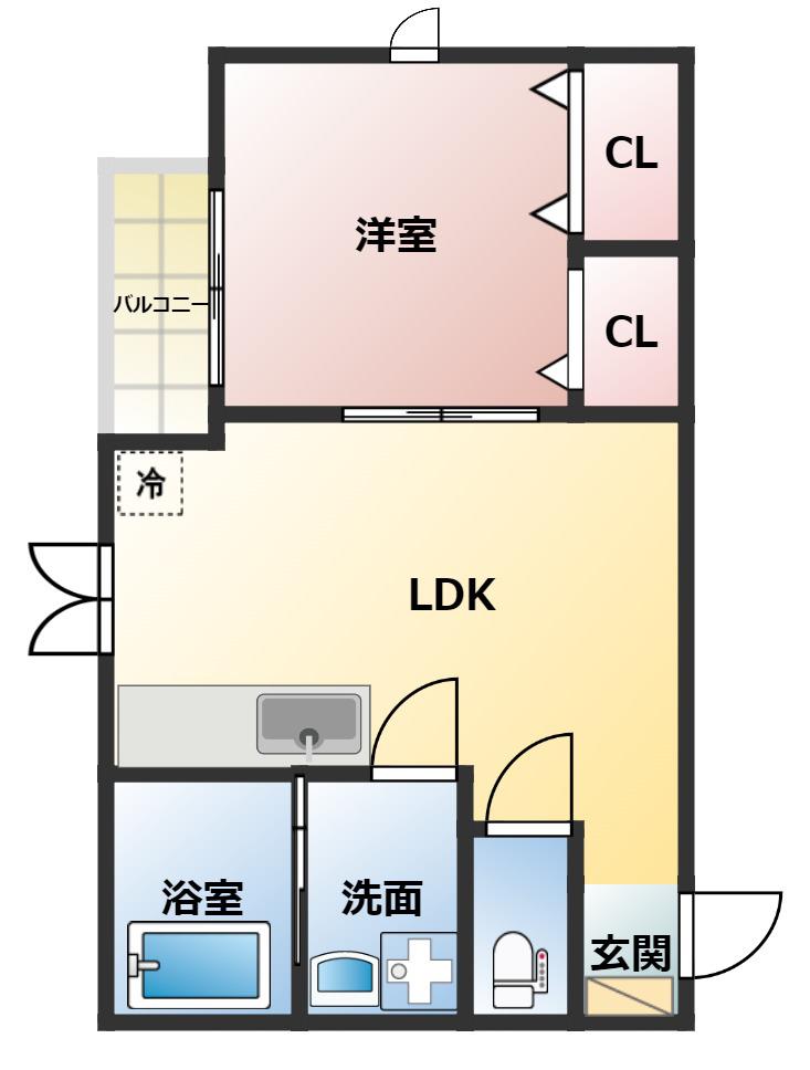 アルファースティ T・H(1LDK/1階)の間取り写真
