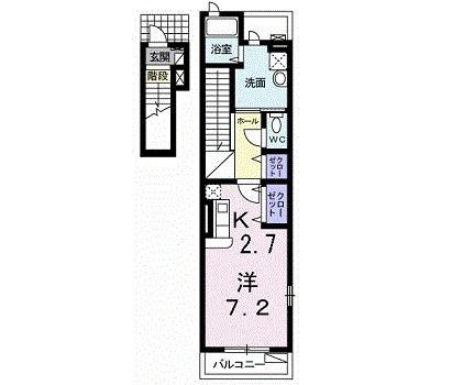 アクティフ(1K/2階)の間取り写真