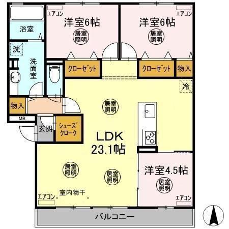 グレイスコート A(3LDK/2階)の間取り写真