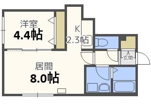 カーサシャルドネ(1LDK/2階)の間取り写真