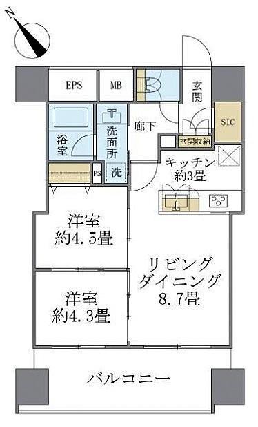 EMILIVE東長崎(2LDK/5階)の間取り写真