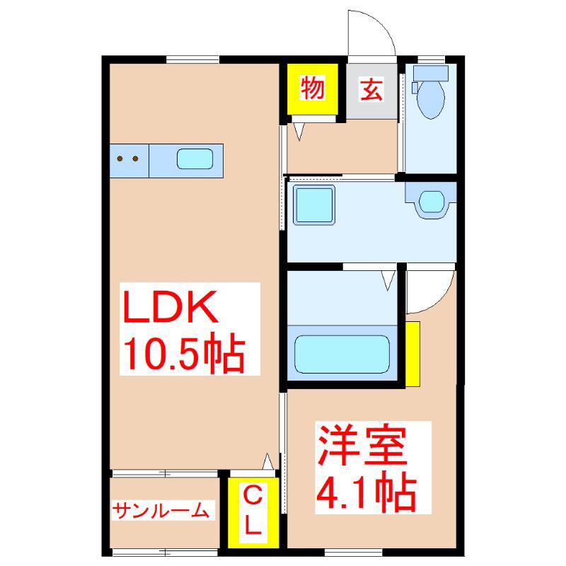 CONTENTO B棟(1LDK/1階)の間取り写真