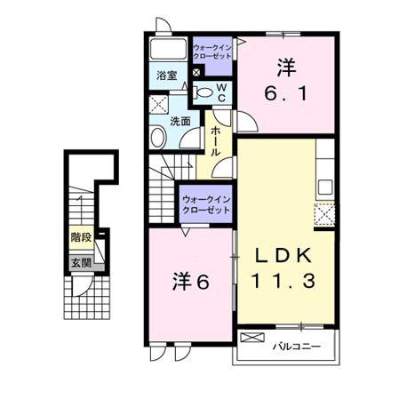 ファーチャ・イターナル I(2LDK/2階)の間取り写真