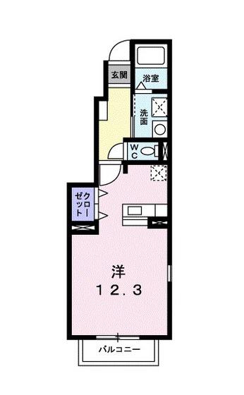 グランデY B棟(ワンルーム/1階)の間取り写真
