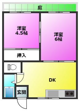 コーポファミリーA(2DK/1階)の間取り写真