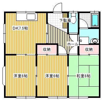 クラールハイツB(3DK/1階)の間取り写真