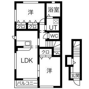 シャルム東(2LDK/2階)の間取り写真