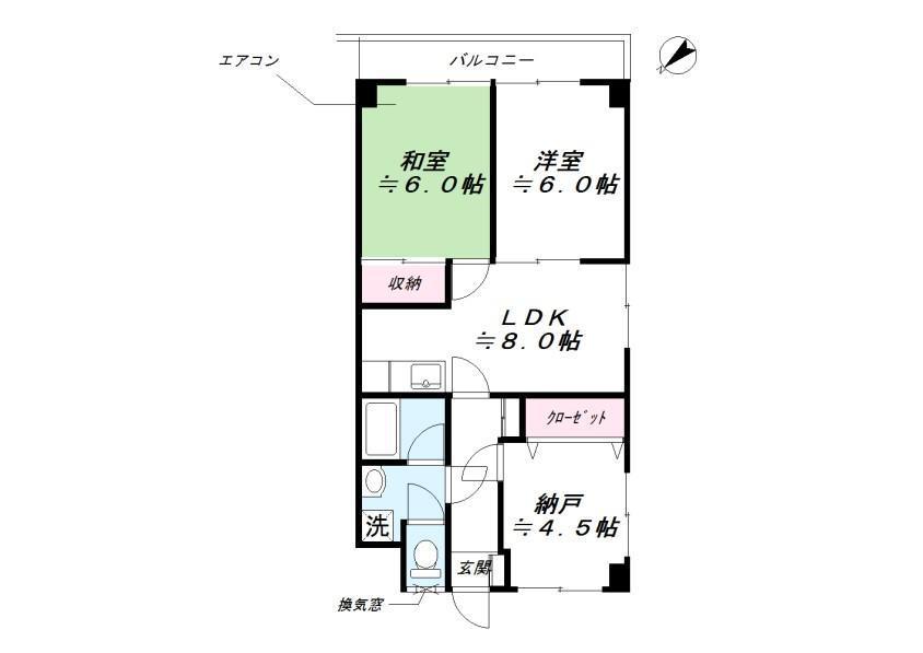 TYビル(3DK/2階)の間取り写真