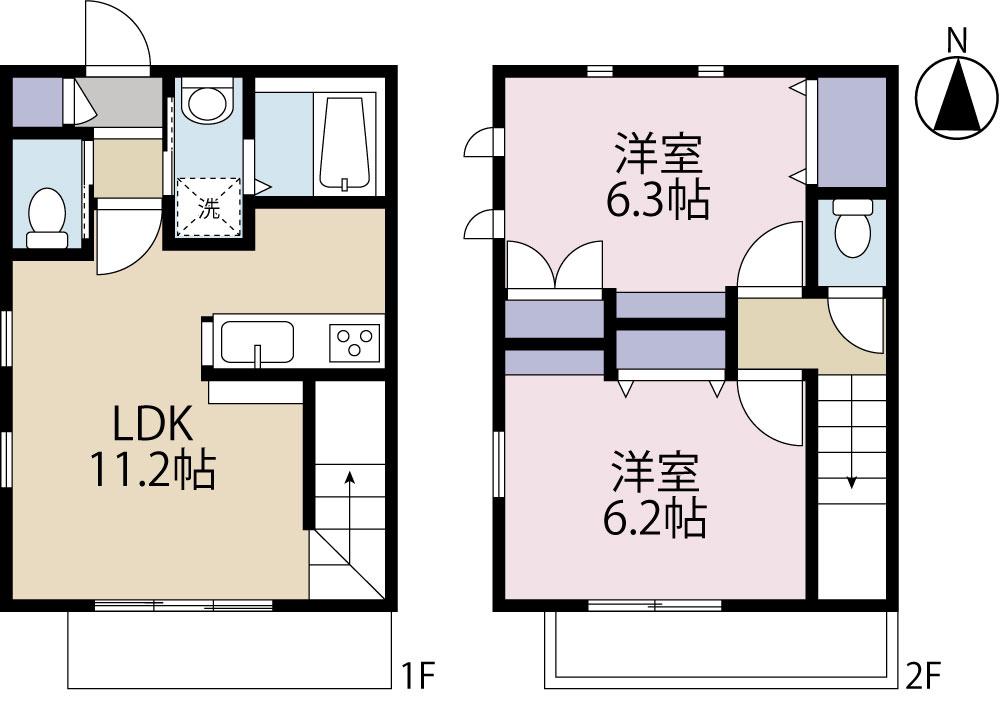 ティアレ南久が原(2LDK/1階)の間取り写真