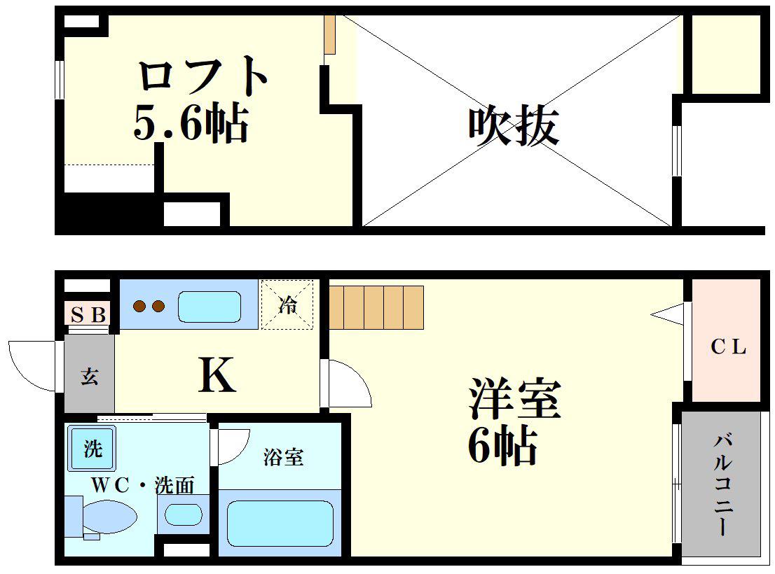 セレステ九条南(1K/1階)の間取り写真