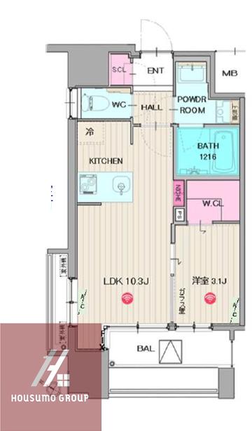 パークフラッツ弁天町駅前(1LDK/10階)の間取り写真