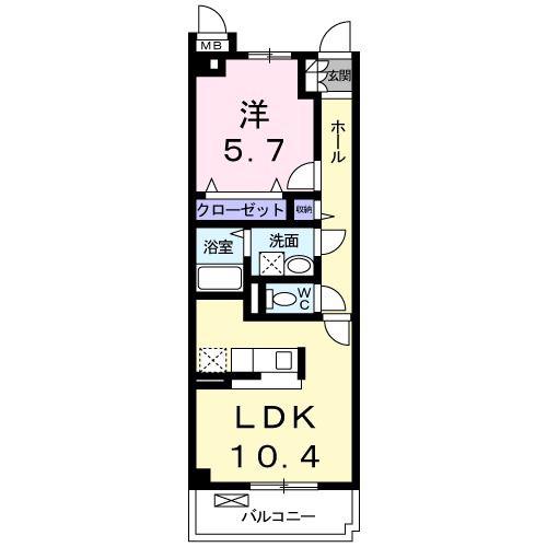 ラ・ボンボニエール(1LDK/3階)の間取り写真