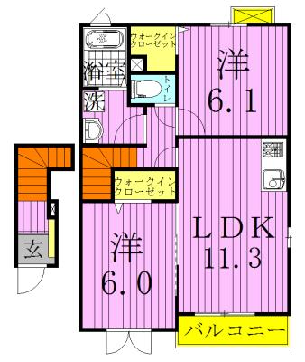 ユニゾン スクエア(2LDK/2階)の間取り写真