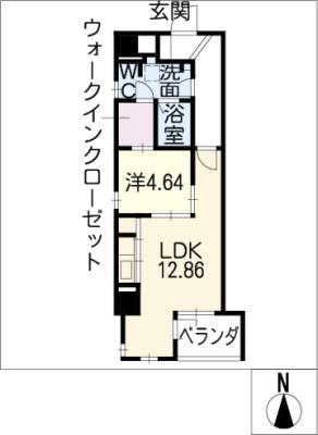 ラフィネ名駅(1LDK/7階)の間取り写真