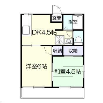 フローラル加納B棟(2DK/2階)の間取り写真