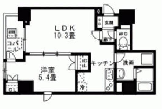 アクシア日本橋茅場町(1LDK/6階)の間取り写真
