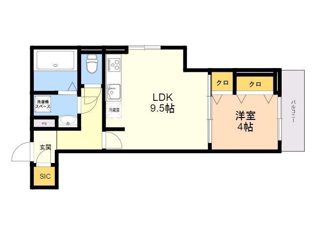 TORISIA今川(1LDK/3階)の間取り写真
