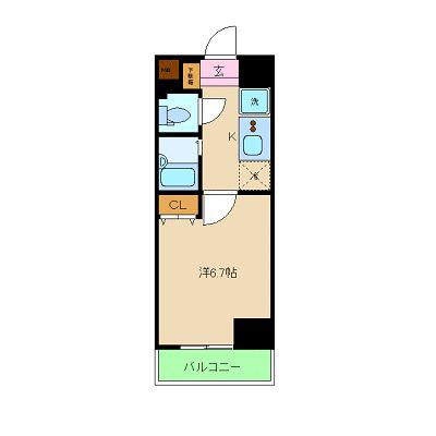 メインステージ西新宿(1K/8階)の間取り写真
