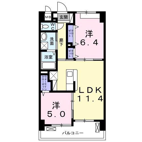 ベリッシュ(2LDK/1階)の間取り写真