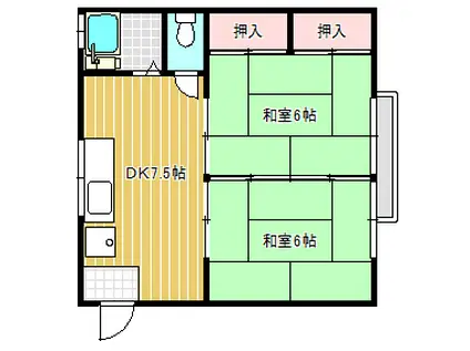 第5柴田コーポ(2DK/2階)の間取り写真