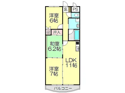 クレストYMDI(2LDK/2階)の間取り写真