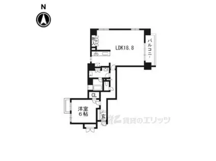 ジ・アーバネックス京都四条烏丸テラス(1LDK/8階)の間取り写真