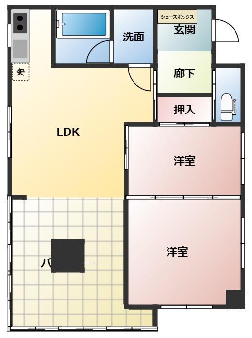 ブライトヒルズ元町(2LDK/4階)の間取り写真