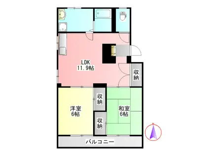KSマンション(2LDK/2階)の間取り写真