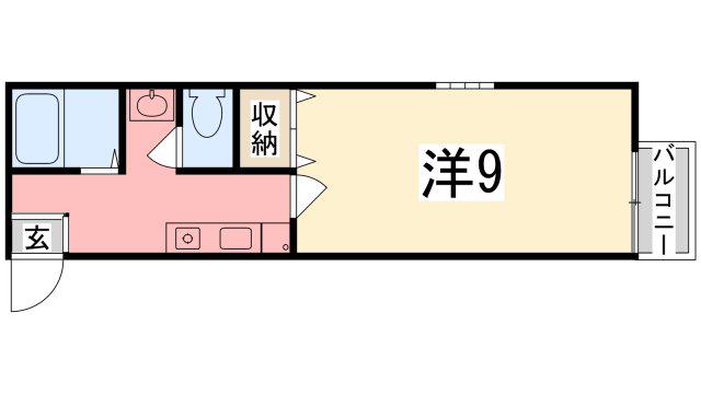 エトランス西庄(1K/1階)の間取り写真
