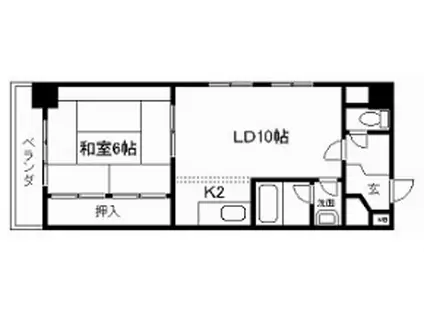 ウイングシティー西洞院(1LDK/2階)の間取り写真