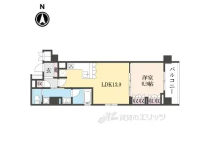 リーガル京都堀川中立売Ⅱ(1LDK/3階)の間取り写真
