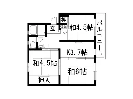 逆瀬川18号棟(3K/2階)の間取り写真