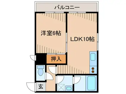 KOMAGATA MATSUI BLDG(1LDK/6階)の間取り写真