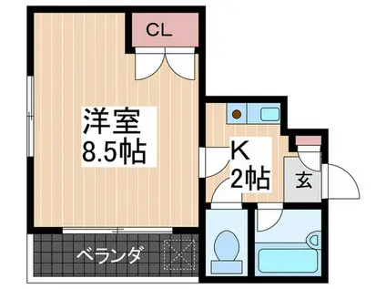 ツインマンションOHSAKI(1K/4階)の間取り写真