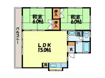 久松アパート(2LDK/2階)の間取り写真