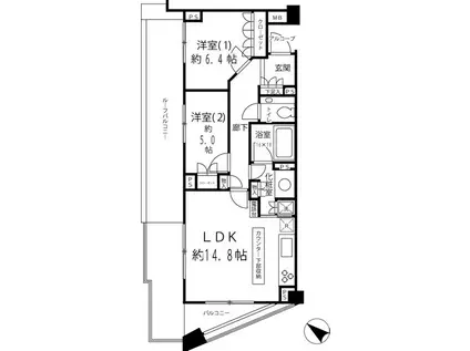 目黒諏訪山パークハウス(2LDK/3階)の間取り写真