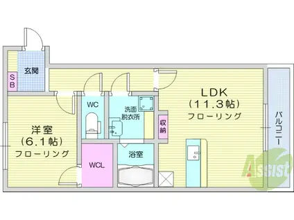 ハッピーホーム3番館(1LDK/2階)の間取り写真