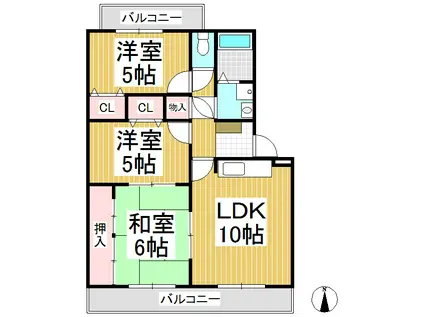 コンフォート北澤(3LDK/1階)の間取り写真