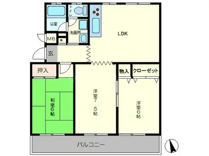 ライオンズマンション箕面(3LDK/4階)の間取り写真