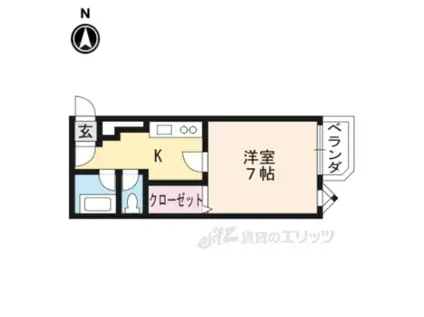 ハーミテージ安朱(1K/1階)の間取り写真