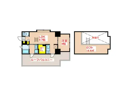 LANDMARK城西本通(1LDK/10階)の間取り写真