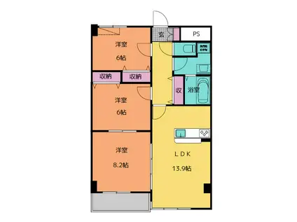ときわヒルズ(3LDK/1階)の間取り写真