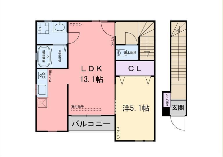 レ セレニタ(1LDK/2階)の間取り写真