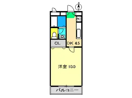 アメーヌセゾンII(1DK/1階)の間取り写真