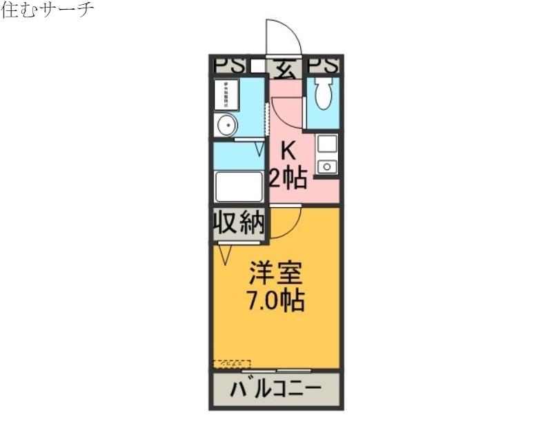サンピセス(1K/4階)の間取り写真