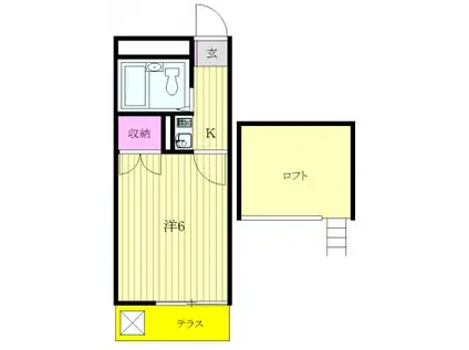 ジェイテラスひばりが丘(1K/2階)の間取り写真