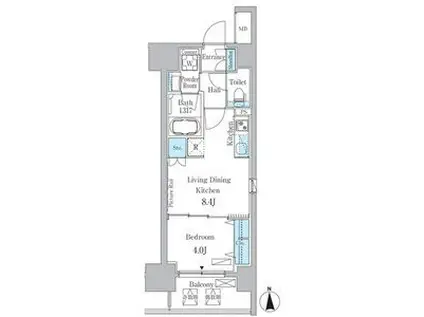 ヒヴィ・カーサ名駅西(1LDK/7階)の間取り写真