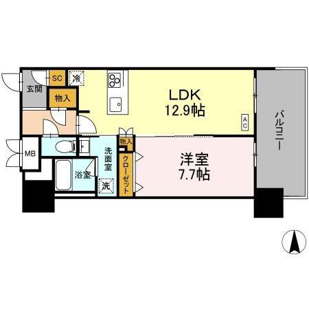 THE REJUVEPORT KISARAZU(1LDK/10階)の間取り写真