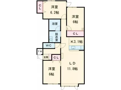 パナシア(3LDK/1階)の間取り写真